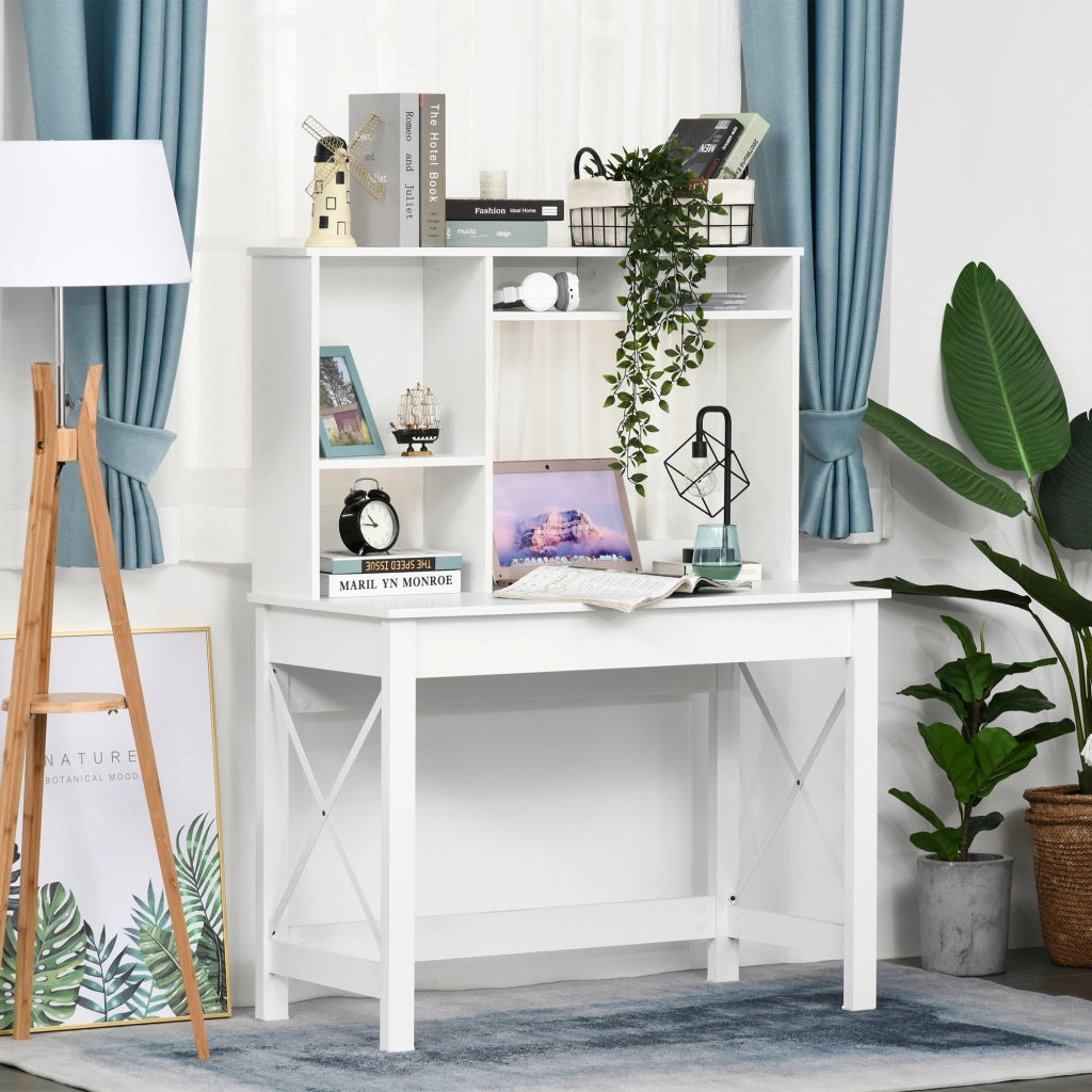 Scrivania con libreria ¨C zephmum ¨C bianco 105x50x137.5 cm