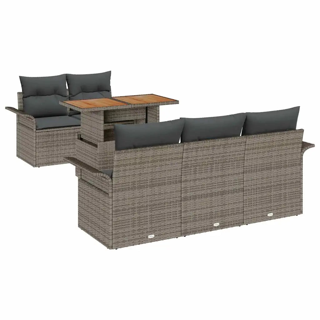 Set Divano da Giardino 6 pcs Grigio Poly Rattan 3358008