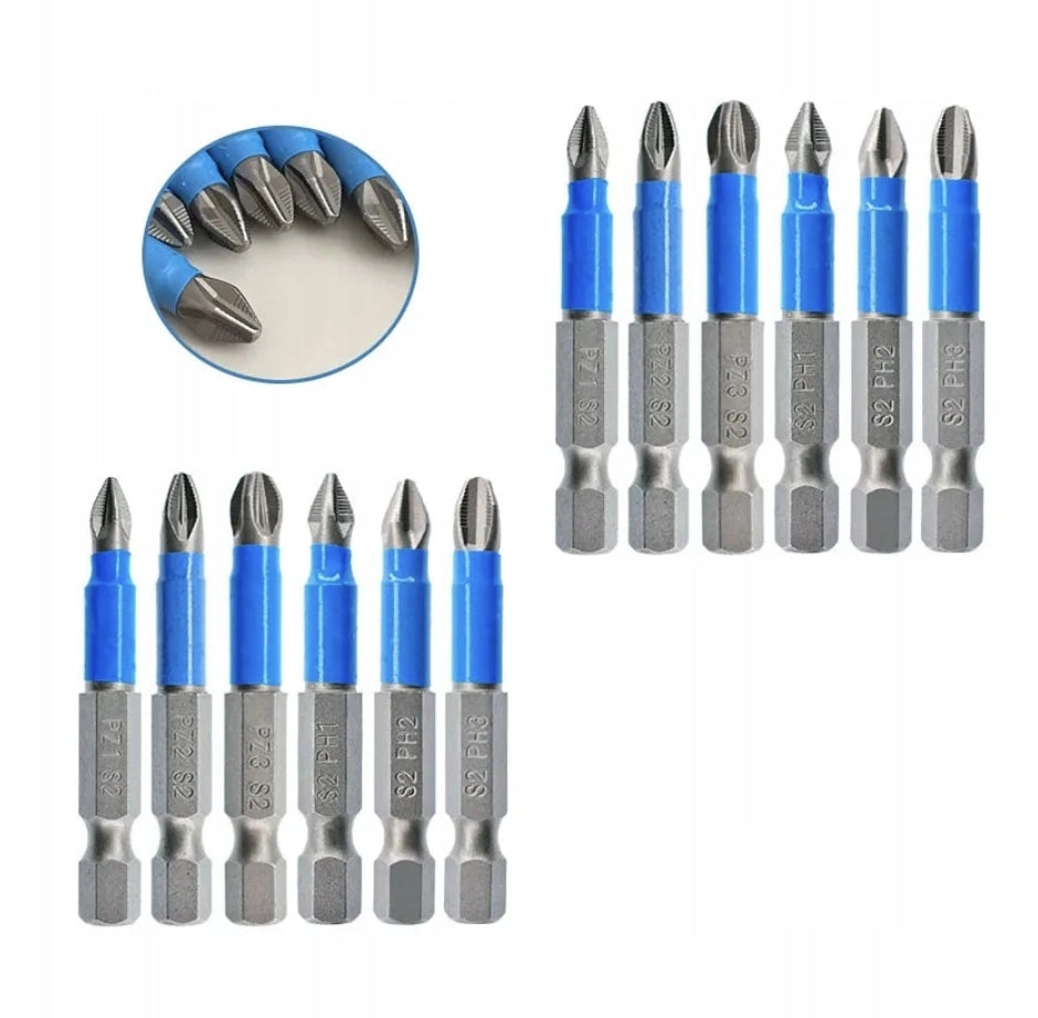 Set di Bit Torx con Fascia Blu – 12 Pezzi | Acciaio Inossidabile, Attacco Magnetico 1/4"
