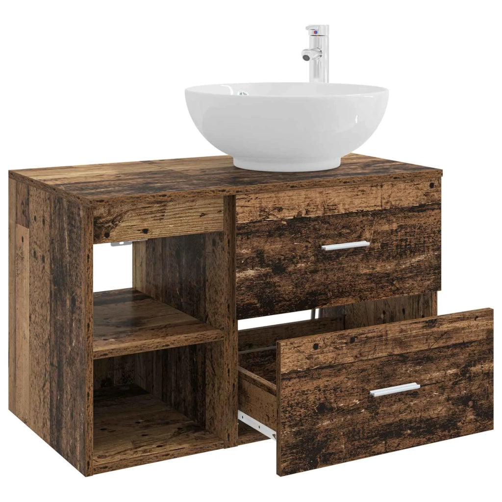 Set di mobili per il bagno 2 pz Legno antico 3403918