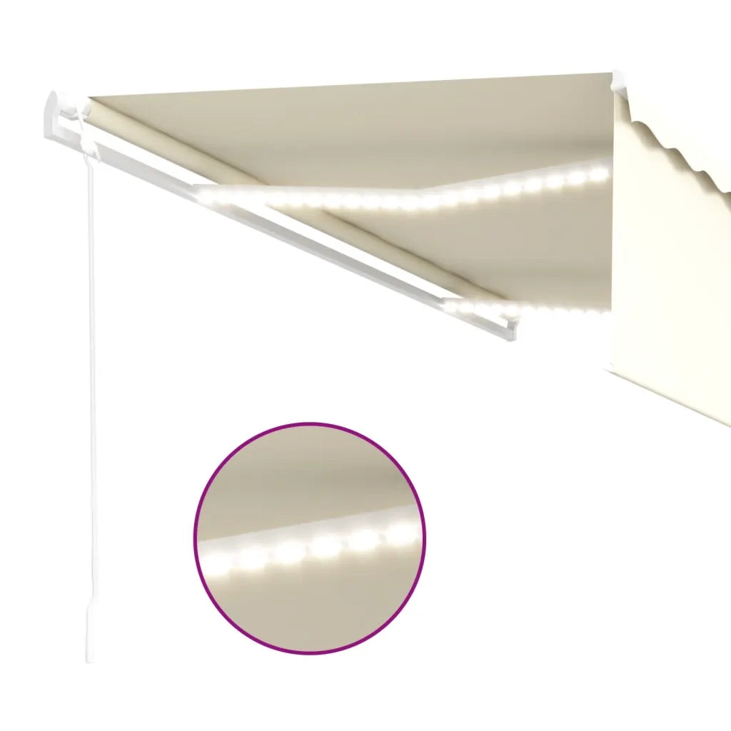 Tenda Automatica con Parasole Sensore Vento e LED 5x3 m Crema 3069352