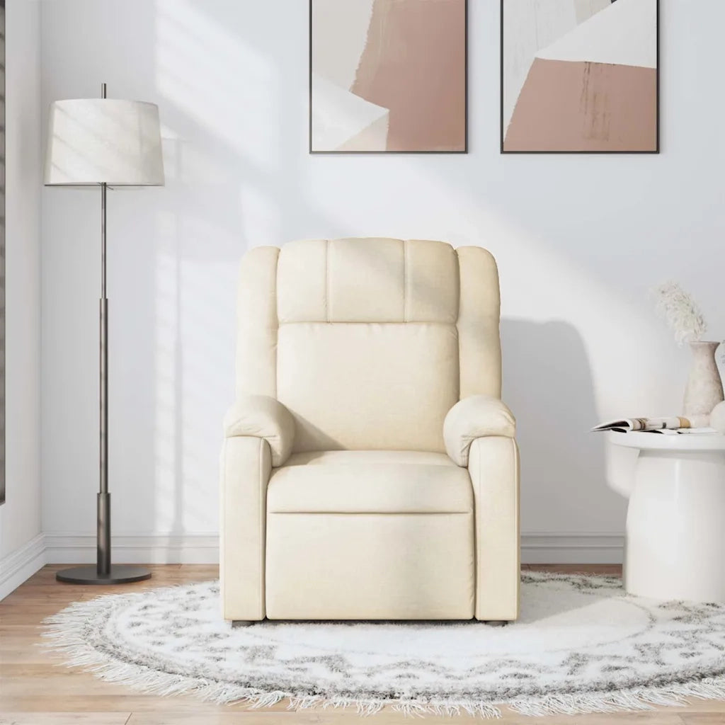 Poltrona Massaggiante | Sedia Relax Reclinabile Crema in Tessuto