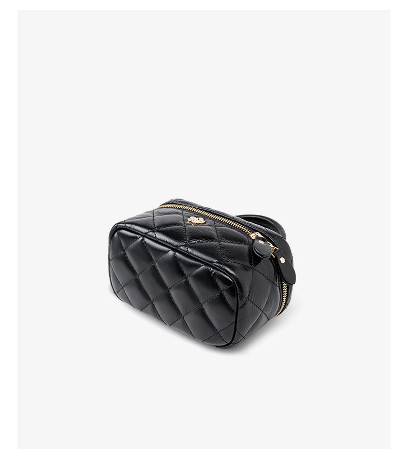 Borsa piccola da donna in vera pelle, nera