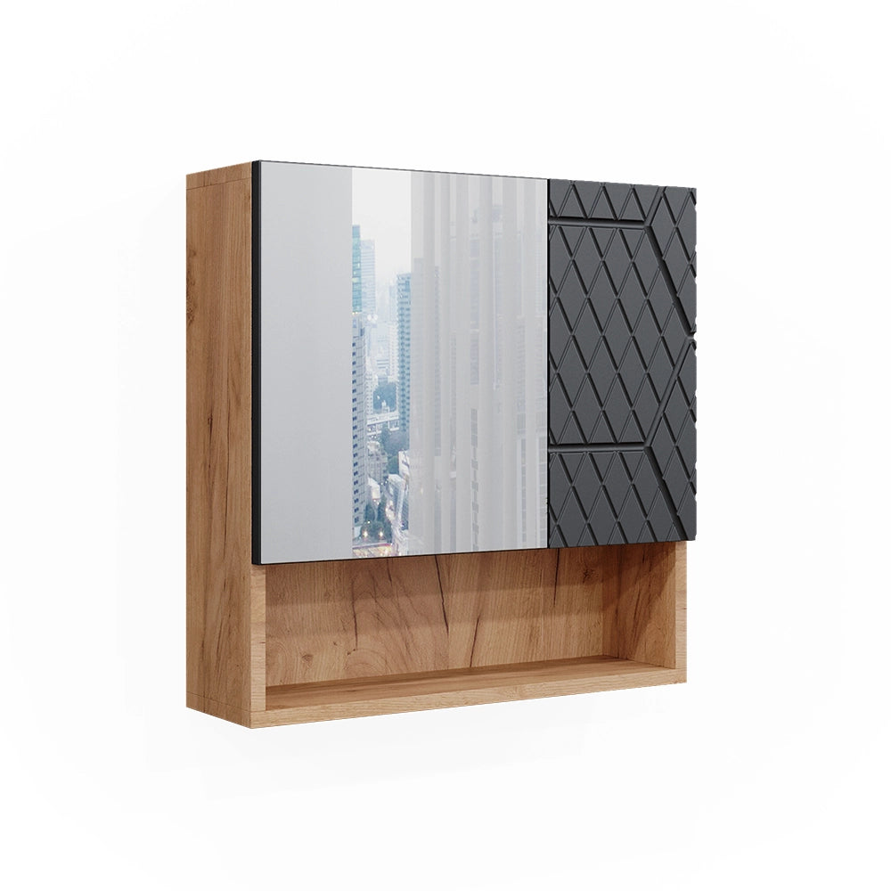 Vicco Mobile a specchio per il bagno Antracite con struttura a nido d'ape 54 x 55 cm