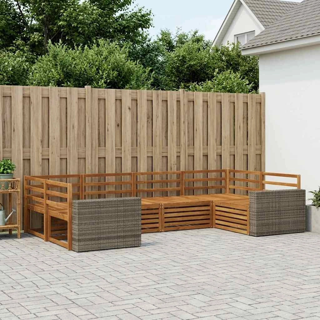 Set di divani da esterno 6 pz Naturale Legno di Acacia Massello 3383787