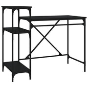 Scrivania | Tavolo da Ufficio Ripiani Nera 105x50x90 cm Legno Multistrato e Ferro