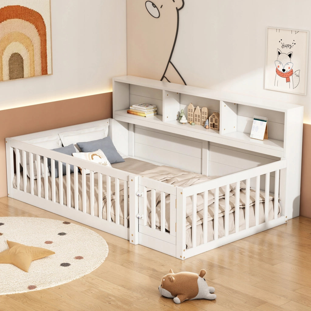 Letto a giorno in pino 90x200 bianco con contenitore - Xylo