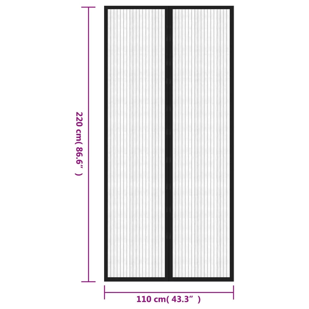 Tende Antimosche 2 pz per Porte con Magneti Nere 220x110 cm CFW9918941