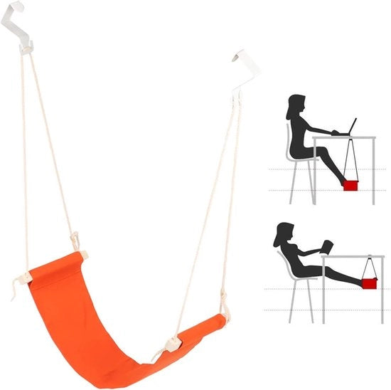 Hammock per piedi Regolabile per Ufficio e Casa con oscillazione Portatile e Respirabile (Arancione)