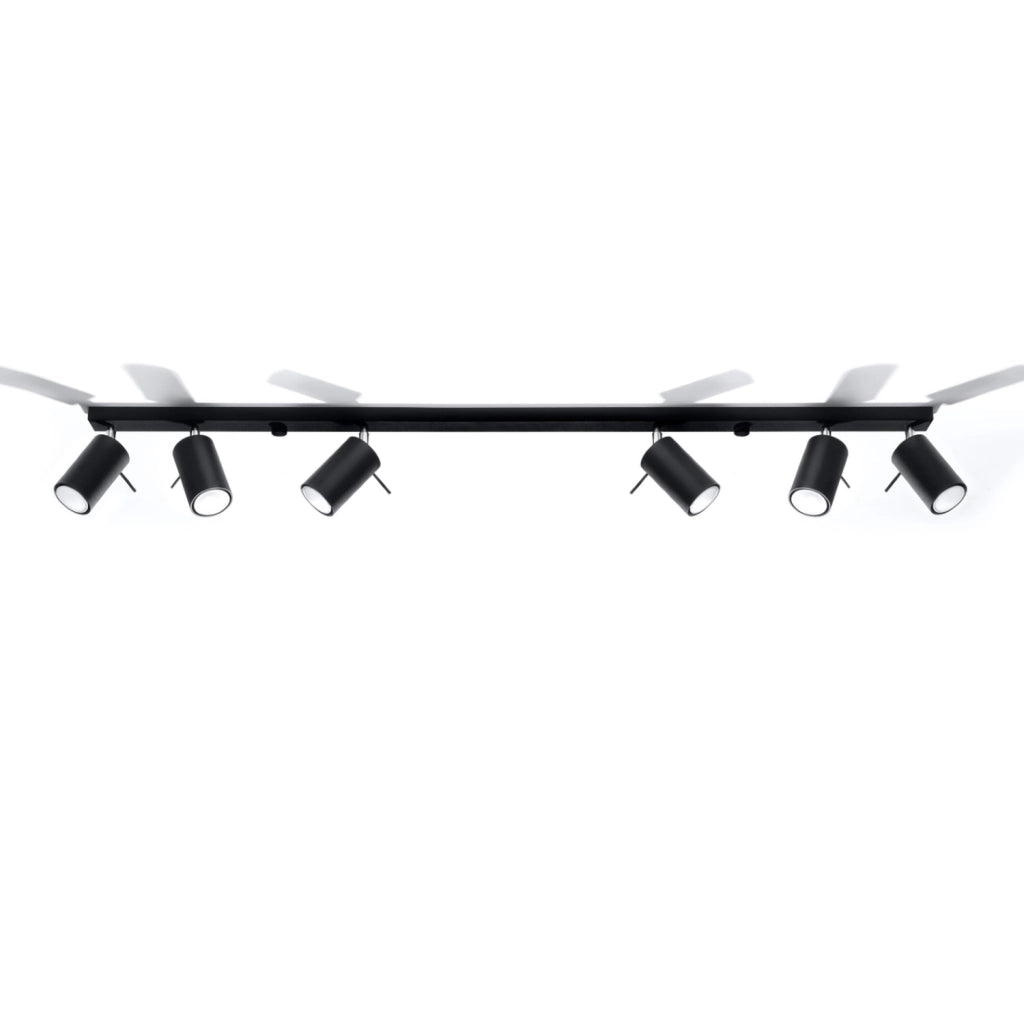 Plafoniera a barra TORQUE 6 luci nera GU10 Pure Lume