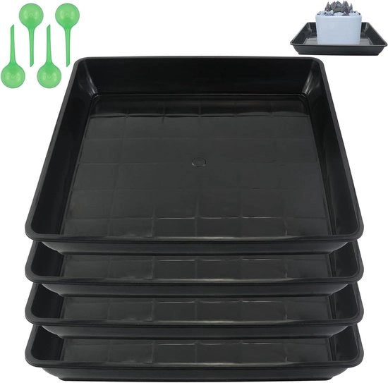 Sostegno per vaso rettangolare con ciotola per piante vaso in plastica serbatoio per innaffiature contenitore per piante per esterno e interno nero (30 x 30 cm)
