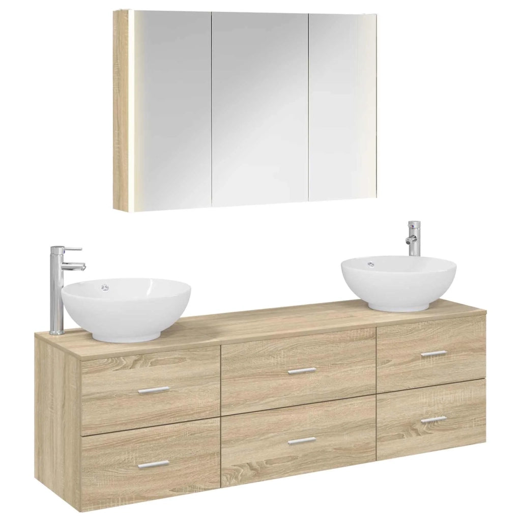 Set di mobili per il bagno 4 pcs Rovere Sonoma 3406945