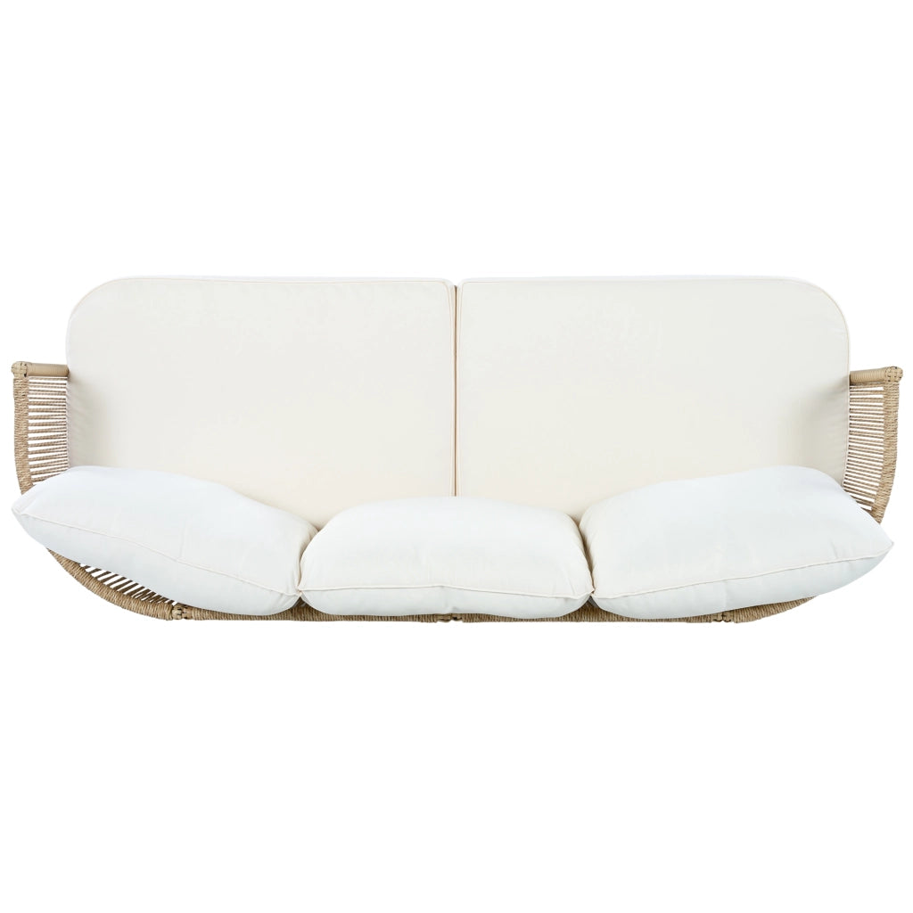 Set da Giardino 4 Pezzi in Polyrattan ¨C Xylo ¨C Divano 3 Posti, 2 Poltrone, Tavolino in Vetro, Cuscini