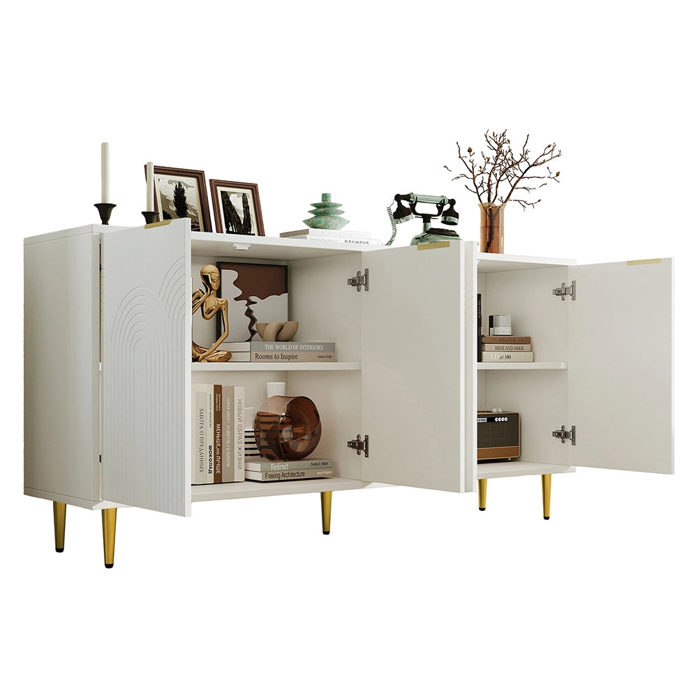 Buffet - Xylo - 4porte bianco maniglie oro 160x40x80cm