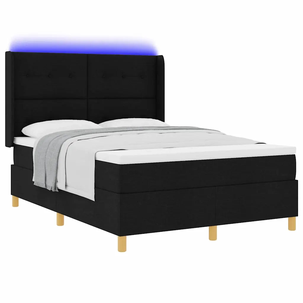 Letto a molle con strisce LED Nero 140 x 200 cm Tessuto 3343695
