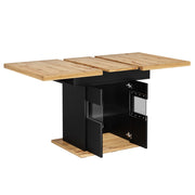 Tavolo da pranzo allungabile con vano contenitore chiuso; ripiano regolabile e illuminazione LED; per cucina e sala da pranzo; 110 × 80 × 76 cm