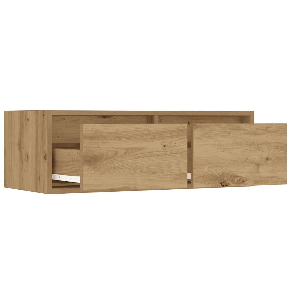 Mobile Porta TV con Luci LED Rovere Artigianale 75x35,5x25 cm 860237