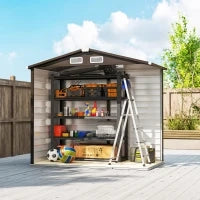 Capanno da giardino di area 2,36 m², in acciaio galvanizzato, facile da montare, 213x120x194cm Rovere