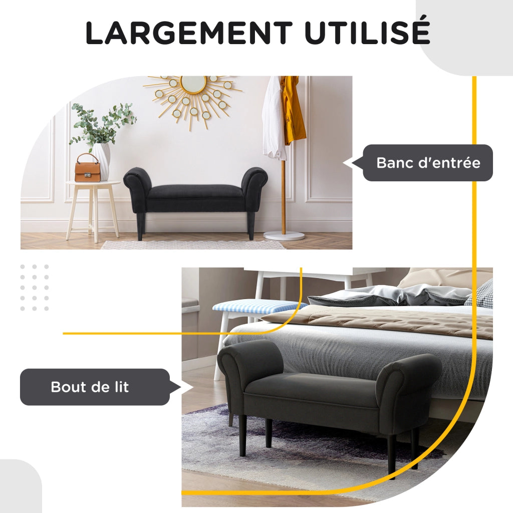 Pouf Rembourr¨¦ per Letto ¨C Zephmum ¨C Tessuto a Voile, Nero, 102x36x51 cm