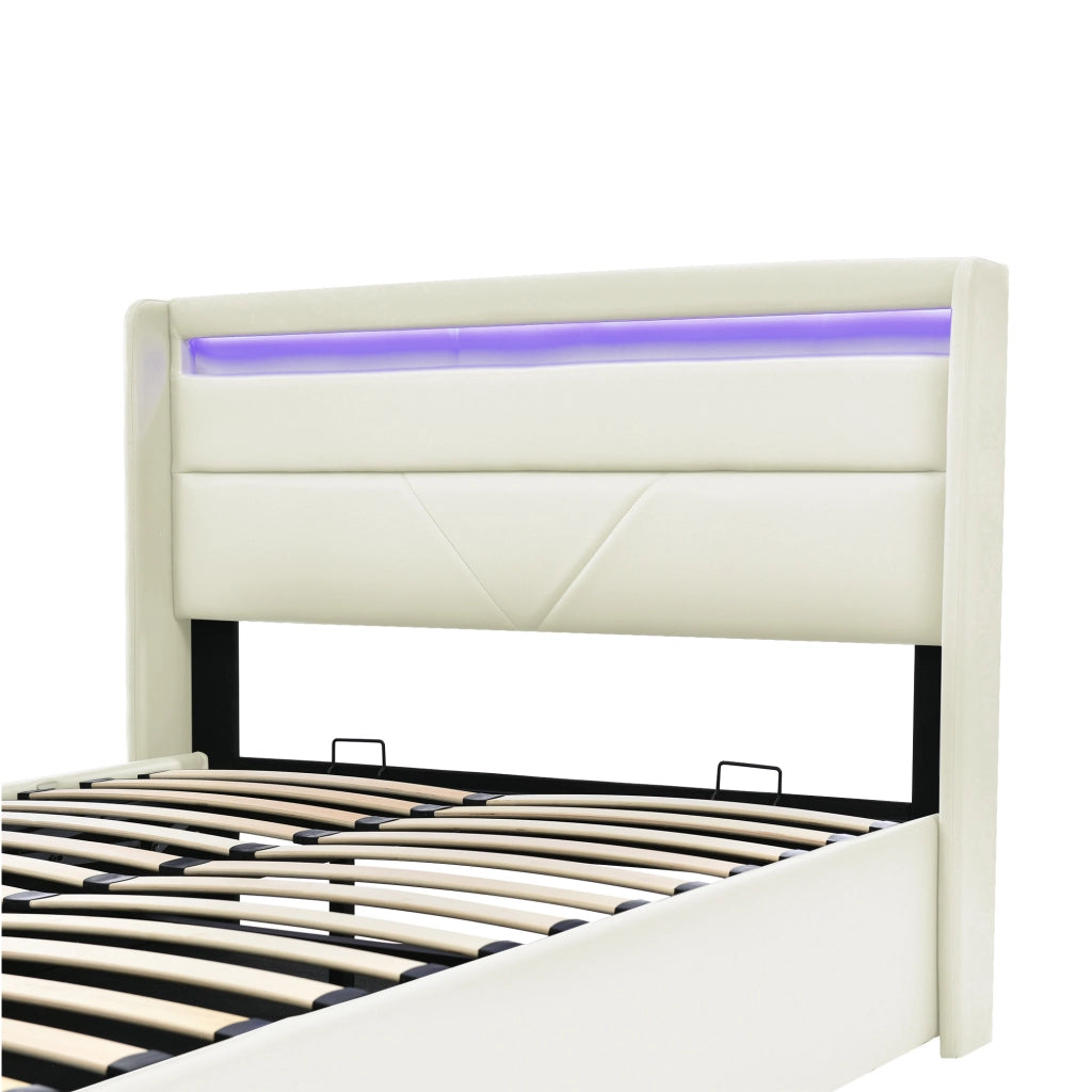 letto imbottito pu bianco 140x200 cm