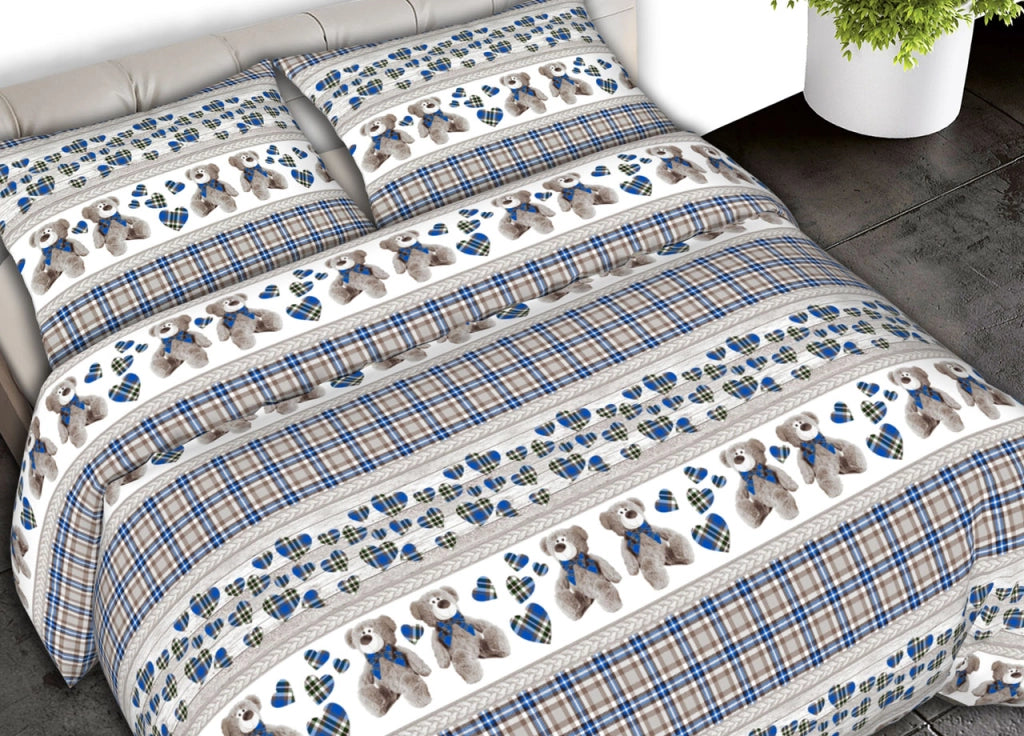 Completo Lenzuola Letto 100% Cotone Made Italy Disegni Invernali Natalizi C.N - Piazza E Mezza - Gigi Blu