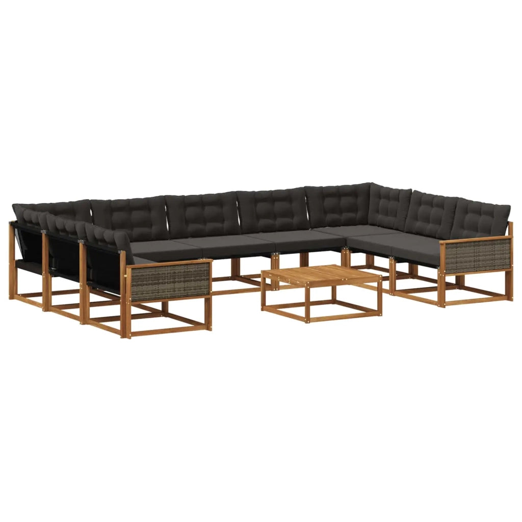 Set di divani da esterno con cuscino 10 pcs Naturale e Nero 3381692