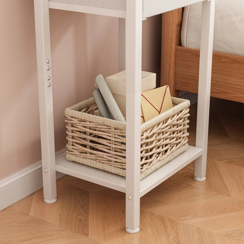 Comodino, cassettiera, mobile con cassetto e ripiano, bianco, per camera da letto, soggiorno e loft