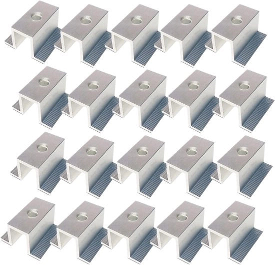 Set di 20 Viti in Alluminio per l'Installazione di Pannelli Solari in PVC - Adatto per Altezze di Modulo 30-50mm, Incluso Strumentazione di Montaggio