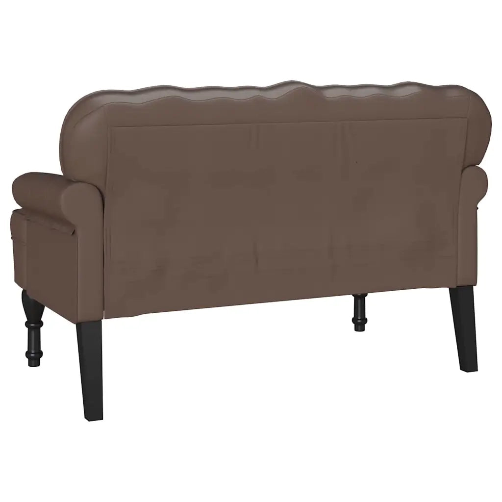 Panca Chesterfield-Sgabello-Divano Marrone 119,5 x 64,5 x 75 cm Pelle Sintetica