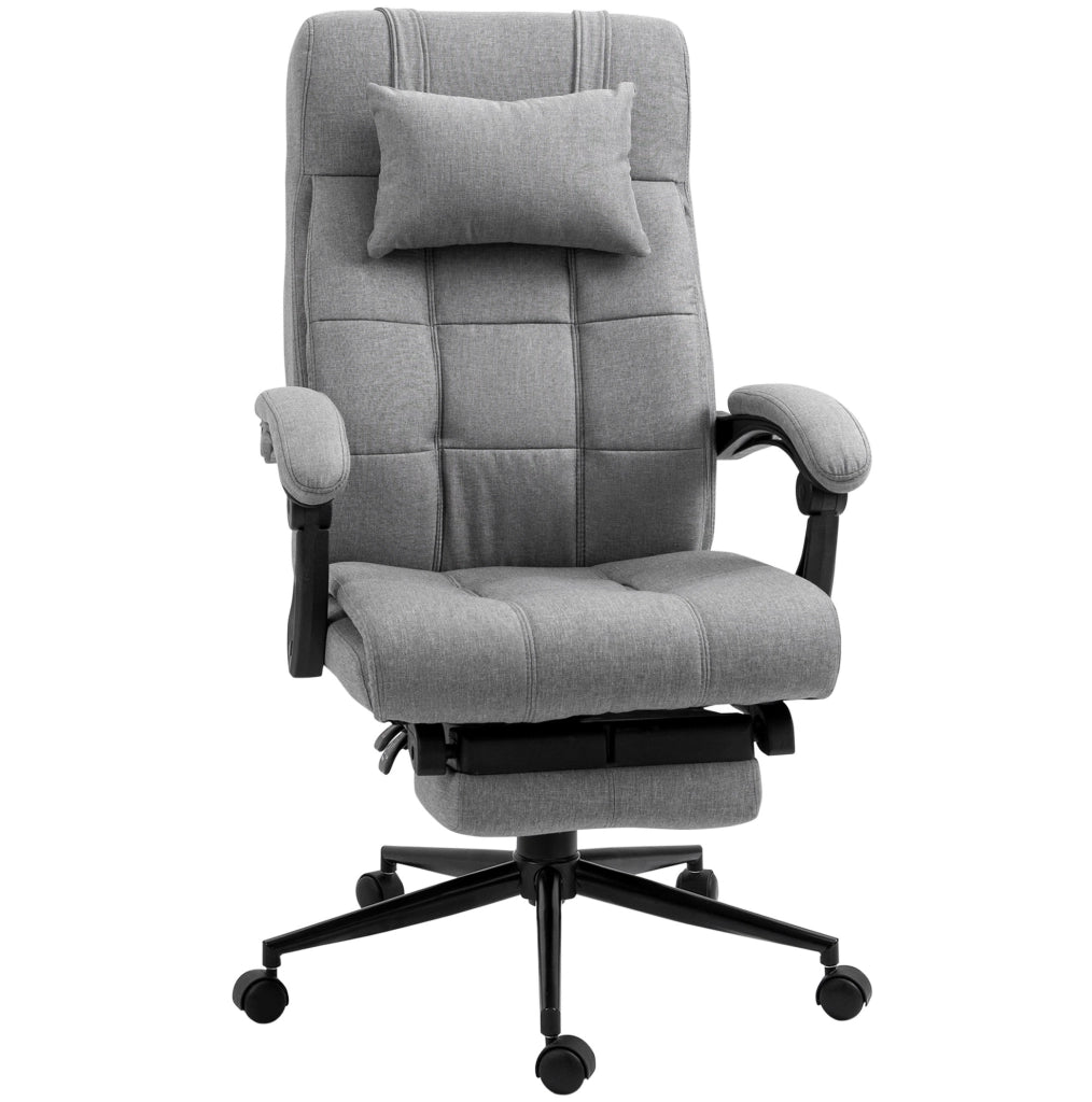 Sedia da ufficio ergonomica grigio chiaro con poggiatesta