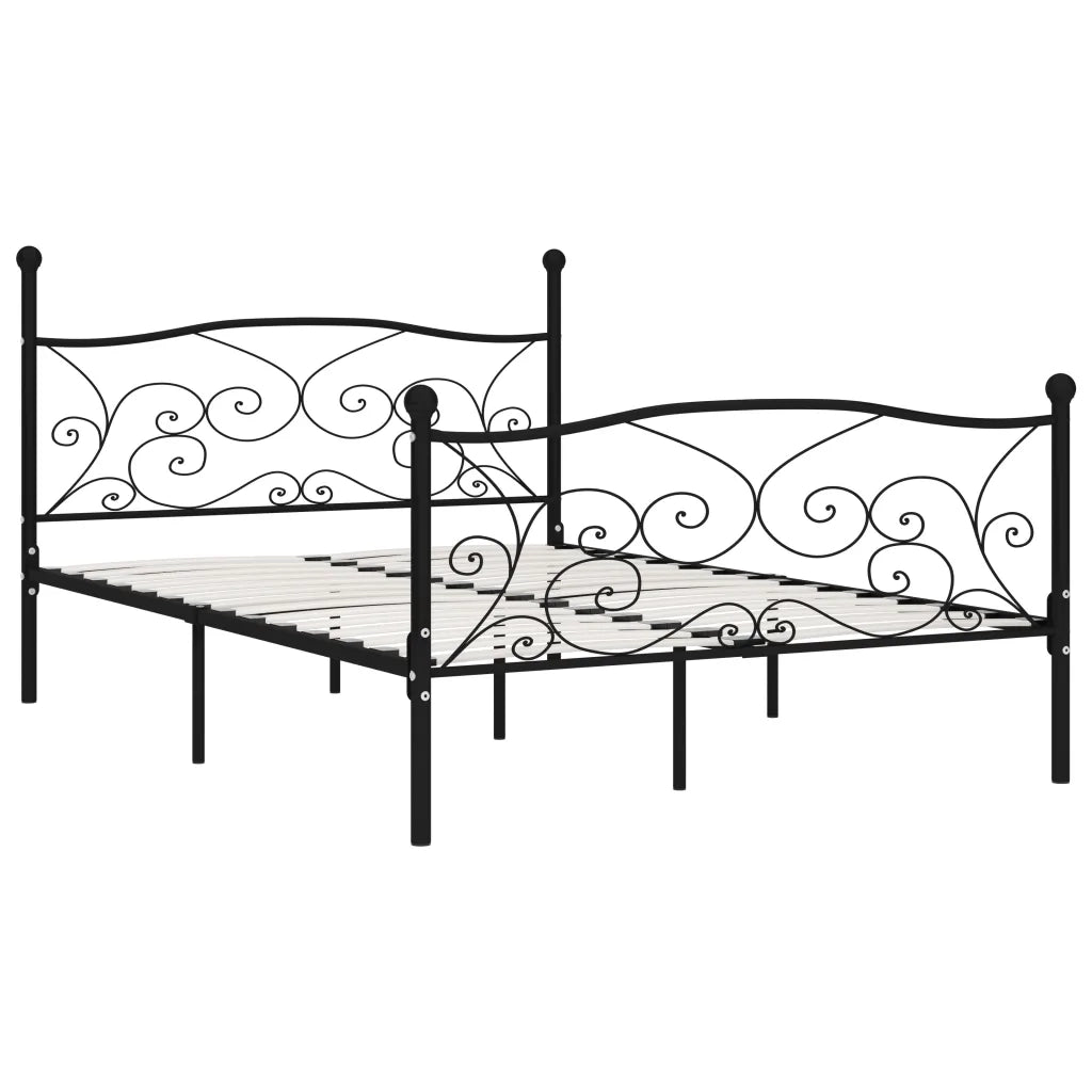Giroletto con Doghe-Struttura Letto Nero in Metallo 120x200 cm