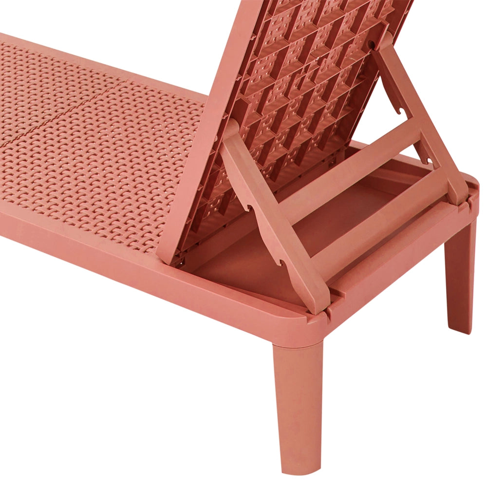 Sdraio da giardino rosso Materiale sintetico Reclinabile Moderno Schienale regolabile Resistente alla ruggine Senza braccioli