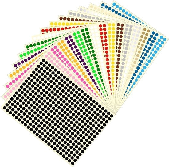 Stickers Autoadesivi Colorati per Planner e Ricamo - 16 Fogli 6 mm Stickers Sferici - Stickers con Punti Colorati per 6528 Stuks