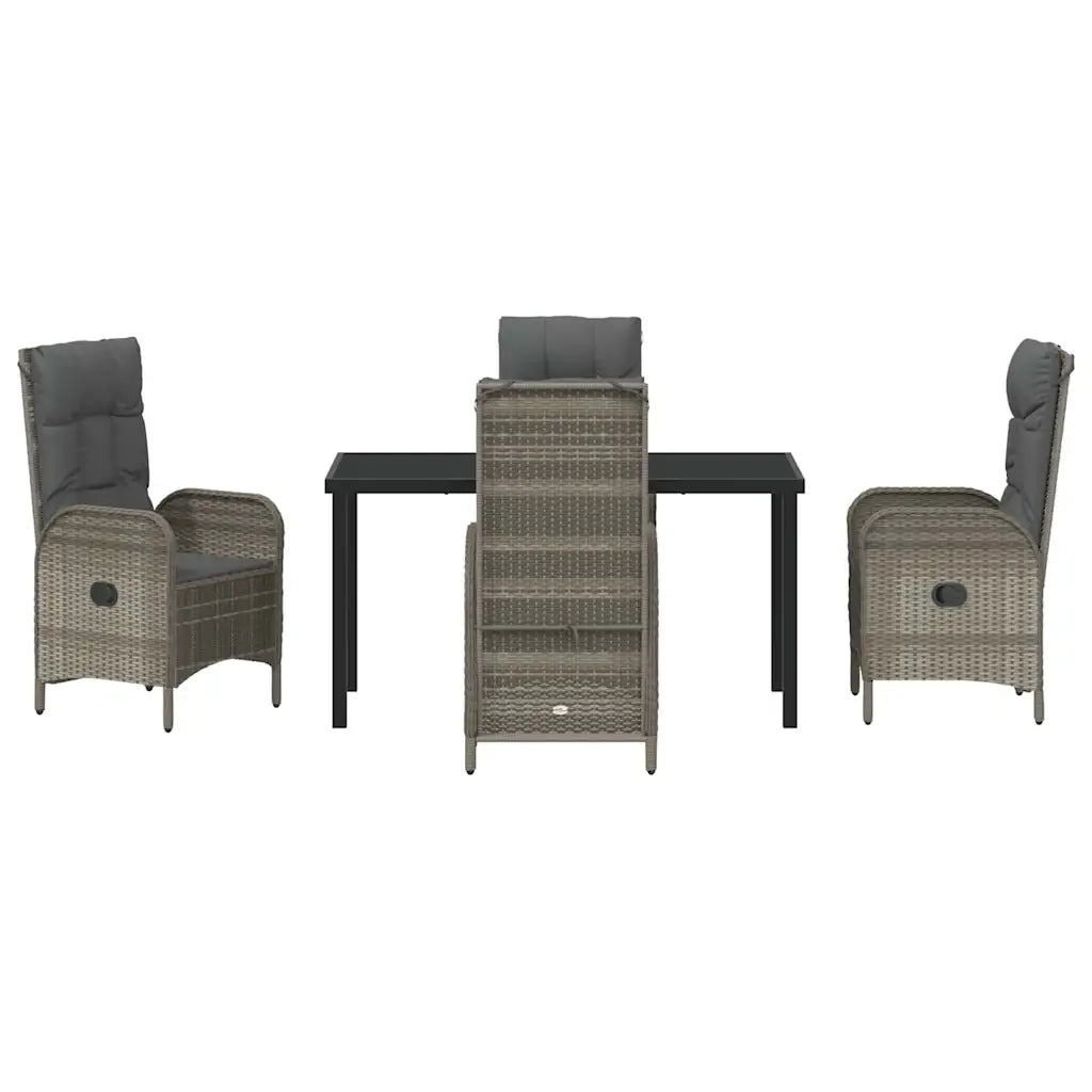 Set da Pranzo per Giardino con cuscino 5 pcs Grigio polyrattan 3380129