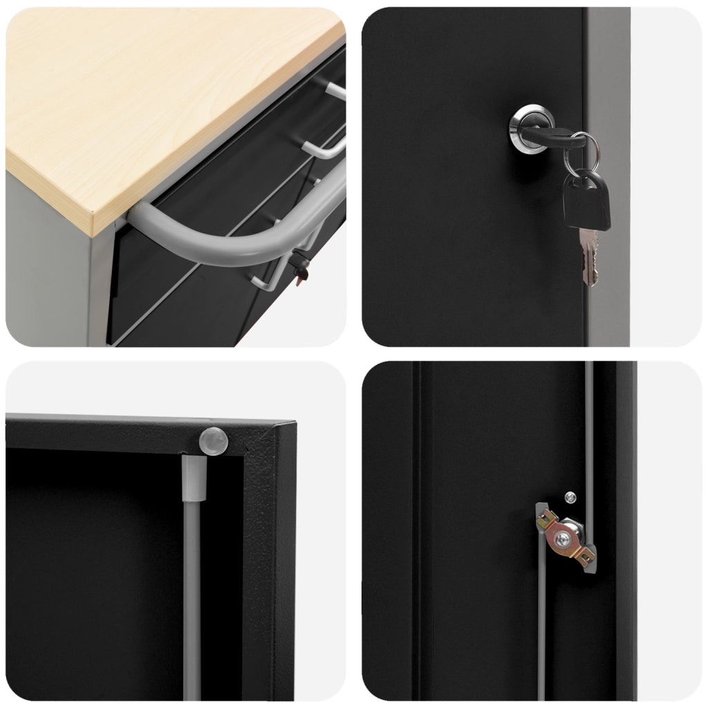 Armadio per Attrezzi con Ruote e Ante Serrabili Nero 75x45x85 cm Acciaio