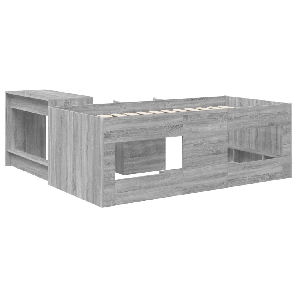 Letto alto per bambini con scrivania 2 pz Sonoma grigio 3423475