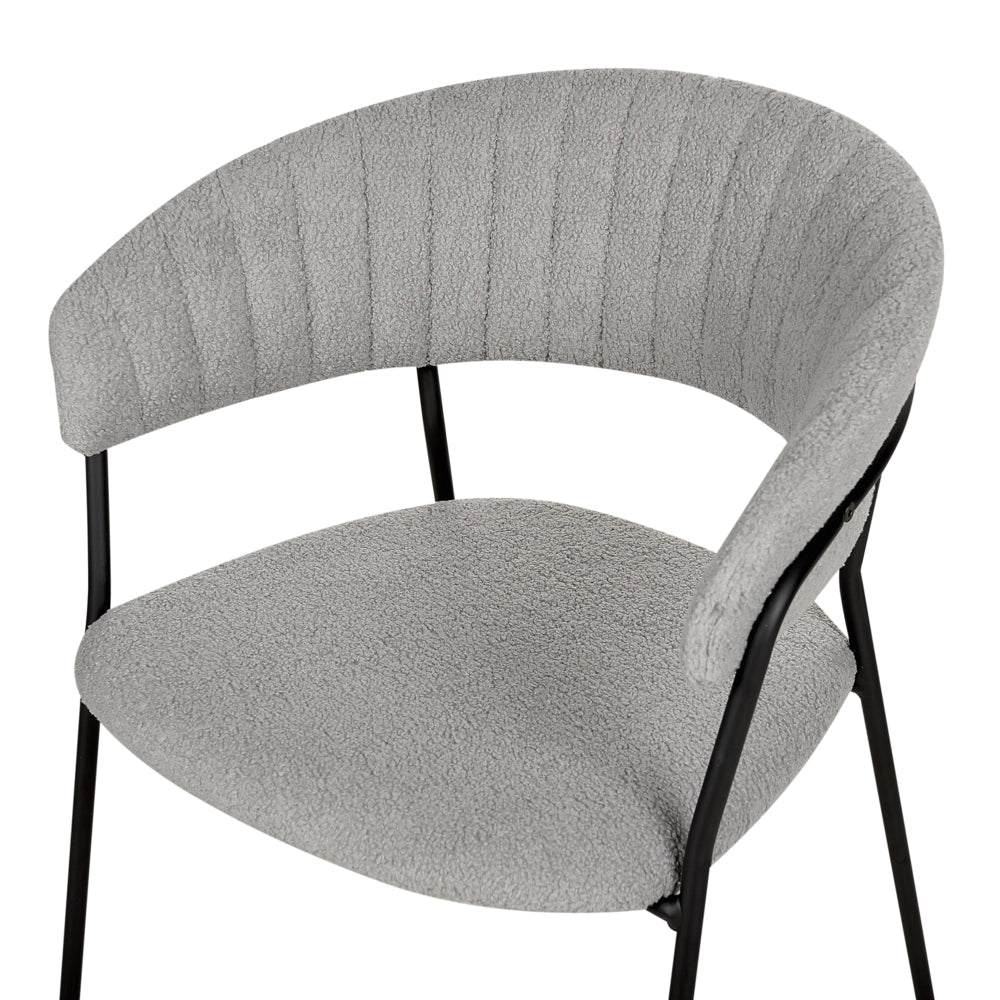 Set di 2 sedie da pranzo moderne Seduta imbottita in velluto grigio con braccioli Schienale curvo Design moderno e contemporaneo