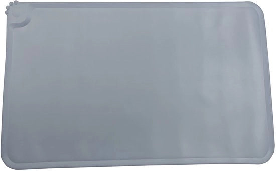 Mat di silicone per animali domestici, bordi elevati per evitare morsi, facile da pulire, piastra antiscivolo per cani e gatti per prevenire rifiuti da ciotole e boccali sul pavimento (48*30cm) - Grigio scuro