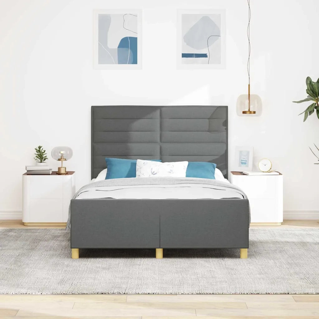 Struttura del letto Grigio scuro 160 x 200 cm Tessuto