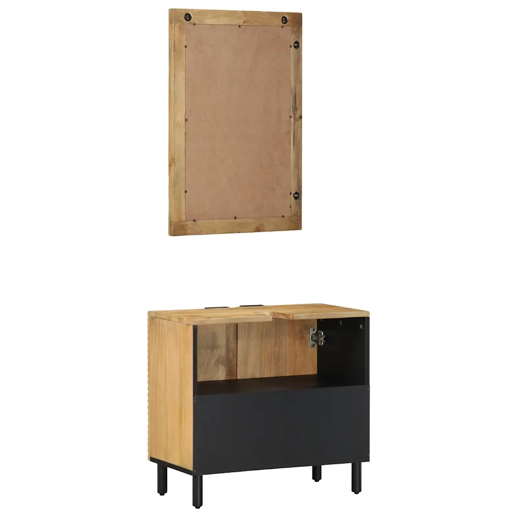Set Mobili da Bagno 2pz Marrone in Legno Massello di Mango 3310006