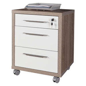 cassettiera ufficio 3 cassetti linea 'chania' cm. 49 x 45 x h.63 - rovere/bianco cod:ferx.7950100nlm