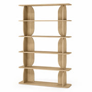 Libreria Moderna Con 5 Ripiani A Giorno Design Minimal Per Soggiorno Salotto Studio Corridoio Zona Living E Ufficio In Melaminico 120 X 181.5 X 34 Cm Rovere Naturale