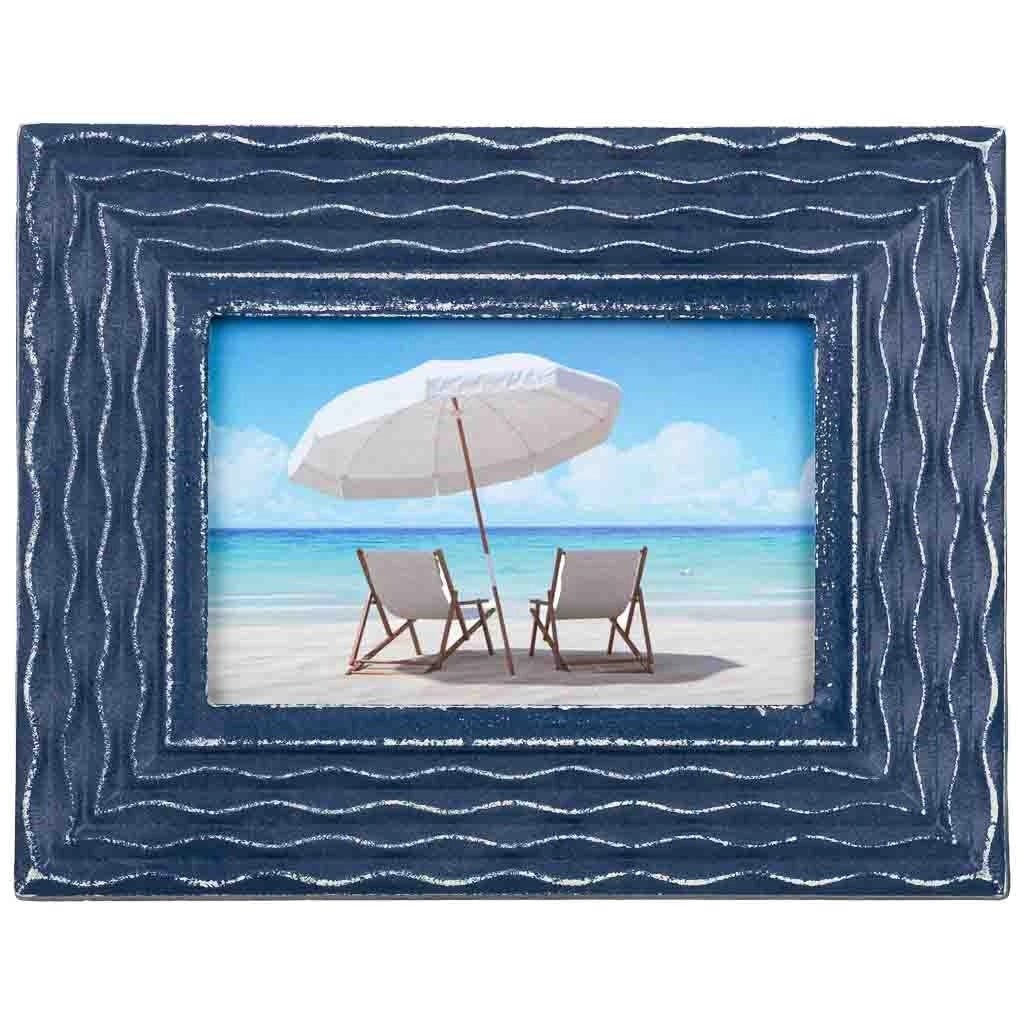 Cornice portafoto in legno blu, 18 x 15 cm (altezza), 23 x 1,5 x 18 cm (altezza)
