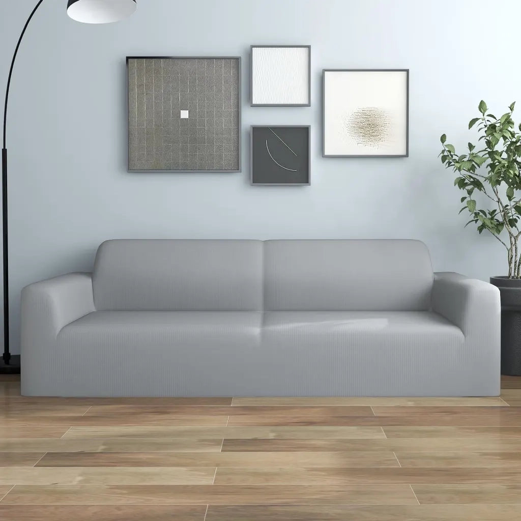 Fodera Elasticizzata Divano 3 Posti-Copridivano Elasticizzato in Jersey Poliestere Grigio
