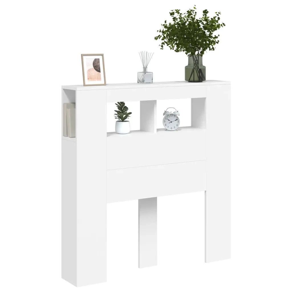 Testiera LED-Testata con Luci LED Bianca 100x18,5x103,5 cm Legno Multistrato