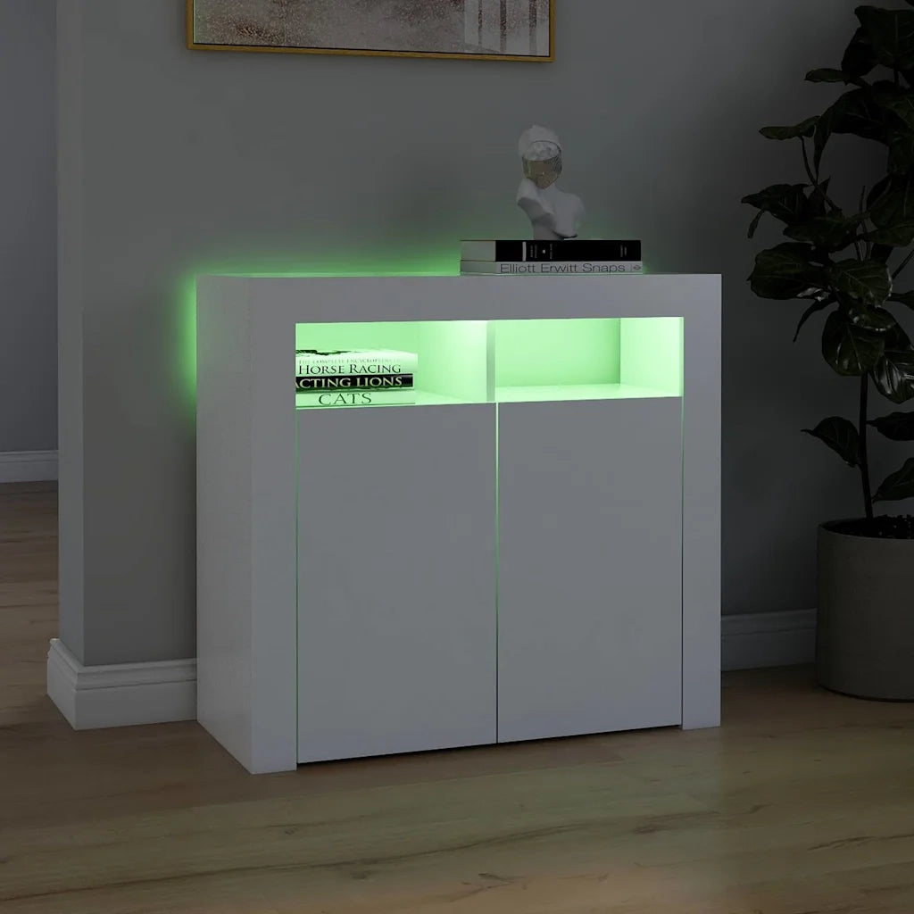 Credenza con Luci LED Bianca 80x35x75 cm 804328