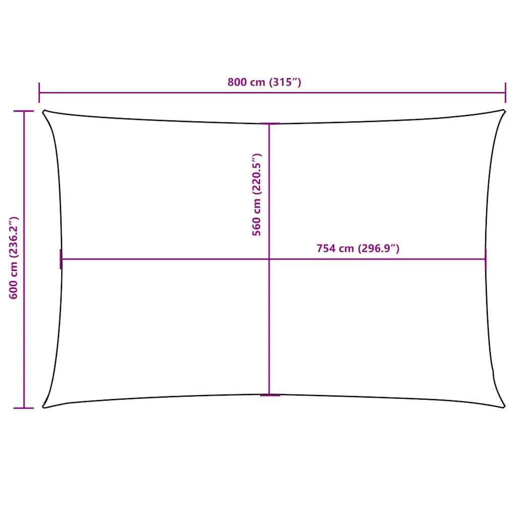 Parasole a Vela Oxford Rettangolare 6x8 m Nero