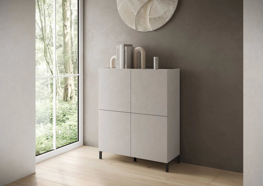 Credenza alta 4 ante 90x35x110 cm cashmere - SOLARIA