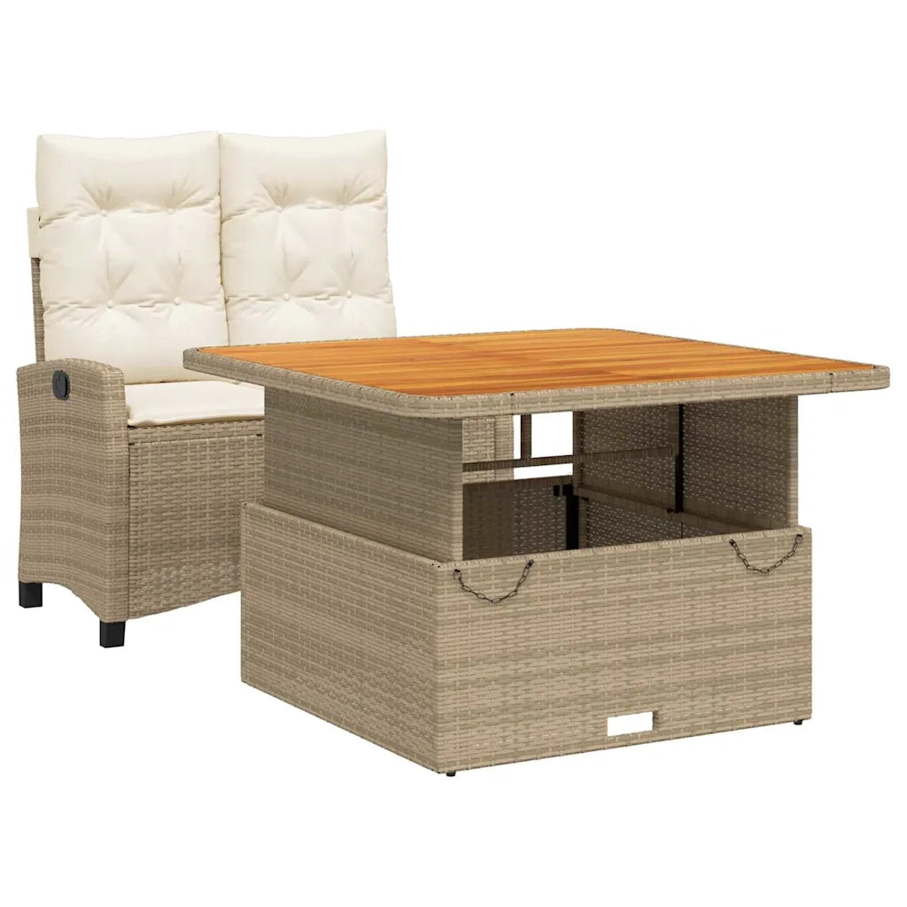 Set da Pranzo da Giardino 2 pz con Cuscini Beige in Polyrattancod mxl 90389