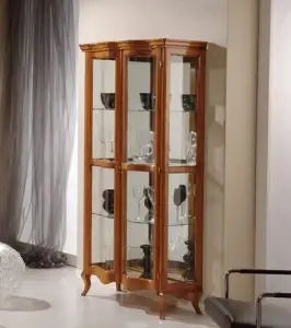 Vetrina "le dune" in legno massiccio di tiglio arte povera noce scuro